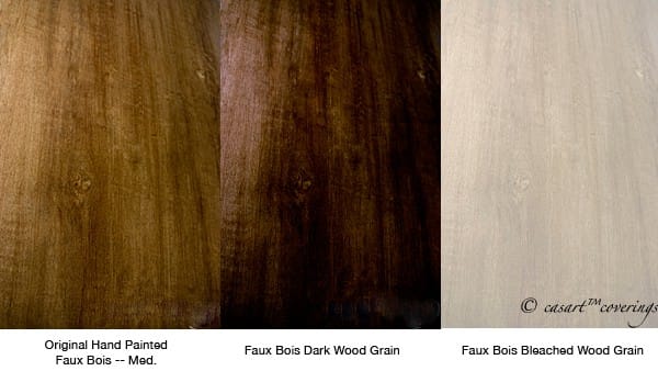 Samples of Three casart™ Faux Wood Finishes