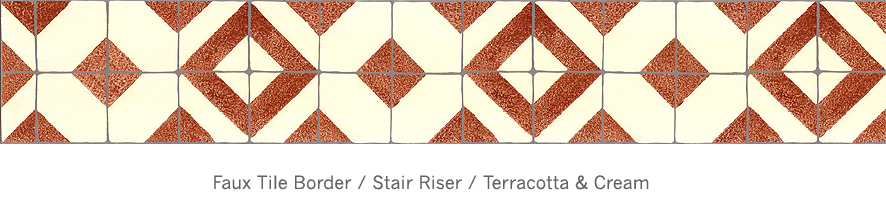 casart faux tile border in terracotta and cream
