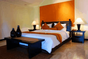 headboard in pumpkin spice orange design