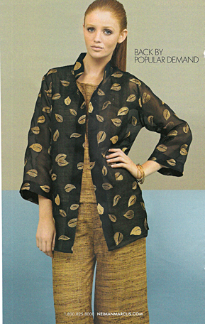 Neiman Marcus Leaf Jacket with Raw Silk Tank and Pants