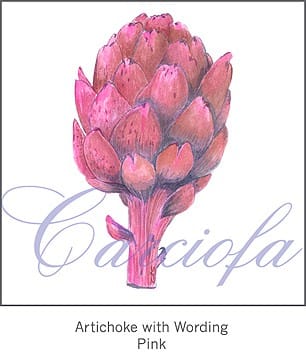 Casart Pink Artichoke with Wording reusable art wallcovering on casartblog