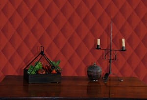 Casart Coverings Red Faux Padded Harlequin temporary wallpaper on casartblog