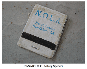 painted trompe l'oeil N.O.L.A. matchbook by artist C. Ashley Spencer at The Faux House on casartblog