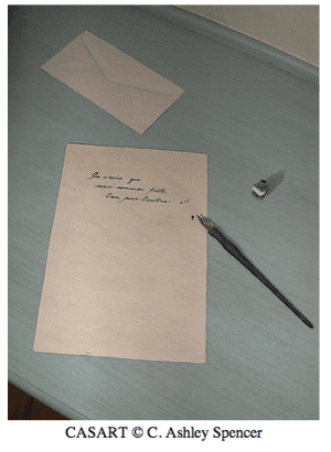 trompe l'oeil painted letters interrupted by artist C. Ashley Spencer at the Faux House on casartblog