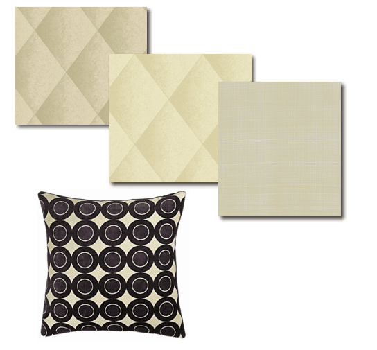 Casart neutral Wallfinishes removable wallcovering pairs well with polka dot pillow on casartblog