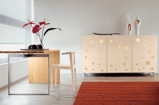 metallic polka dots on sideboard on casartblog