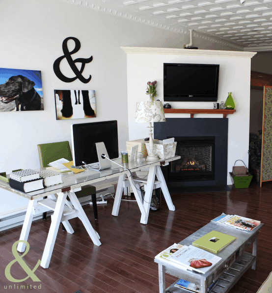 Earth Day project using saw horses for a table on casartblog