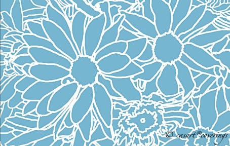 Casart_FlowerPower_white on blue_casartblog Casart Flower Power white on blue removable wallpaper on casartblog