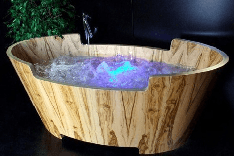 Exotic Wood Tub from Timber Tub Designs via Lyring.com, seen on casartblog