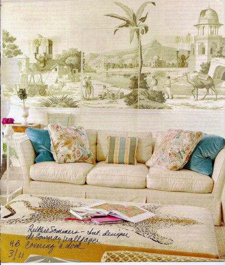 Ruthie Sommers uses wallpaper via House Beautiful on casartblog