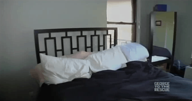 George to the Rescue - bedroom before as seen on Slipcovers for your walls