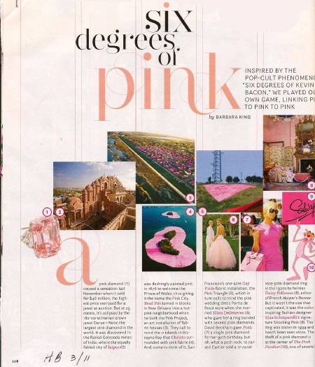 House Beautiful's Six Degrees of Pink, as seen on casartblog