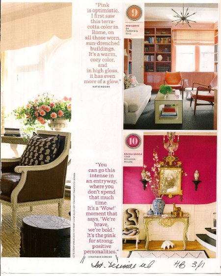 Homage to pink Johnathan Berger in House Beautiful on casartblog