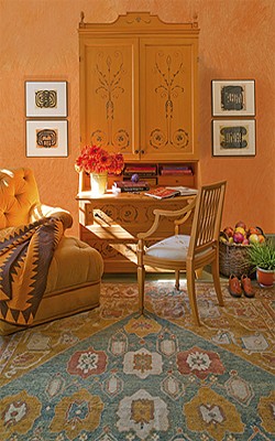 Mary Douglas Drysdale Signature Color-Oushak Orange colorwash Casart coverings temporary wallpaper_casartblog