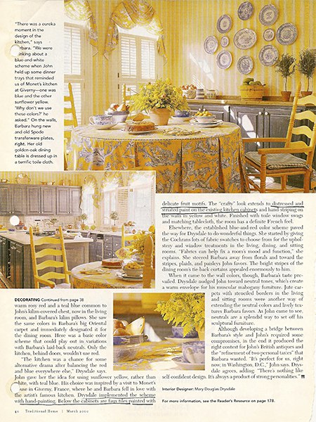 Bellflower blue cabinets, via Traditional Home March 2000, as seen on Slipcovers for your walls, casartblog