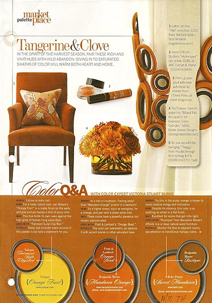 Tangerine & Clove via Traditional Home 2010, as seen on Slipcovers for your walls, casartblog