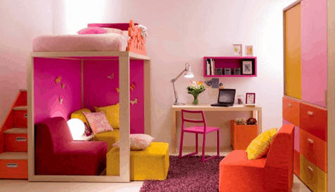 pink-orange combo_Houzz, as seen on Slipcovers for your walls, casartblog