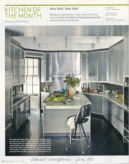 Wood Cabinet Resurfacing via House Beautiful June 2011, as seen on Slipcovers for your walls, casartblog