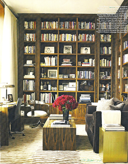 Rosewood paneling via Elle Decor_nov 2011, as seen on Slipcovers for your walls, casartblog