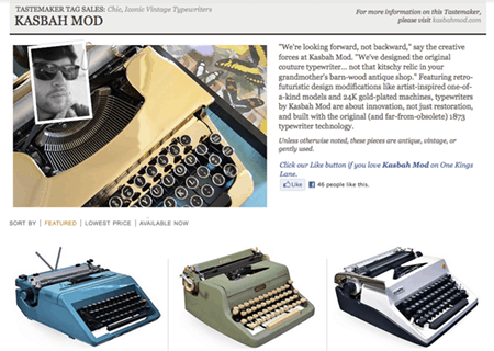 typewriter via Kasbah Mod on One Kings Lane, as seen on Slipcovers for your Walls