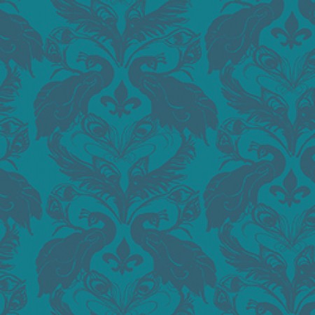 Indigo Peacock Damask removable wallpaper sets a beautiful blue mood