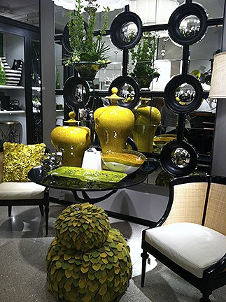 Global Views yellow room at High Point, as seen on Slipcovers for your walls, casartblog