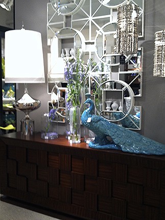 Global views mirror with peacock, as seen on Slipcovers for your walls, casartblog