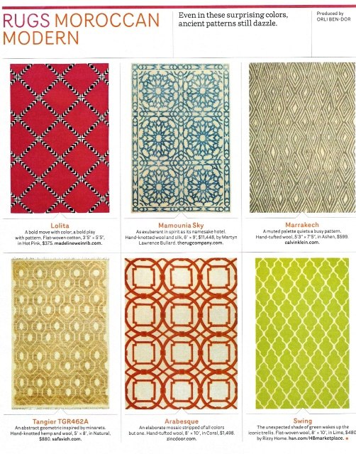 June issue of House Beautiful featured modern Moroccan Style rugs on casartblog