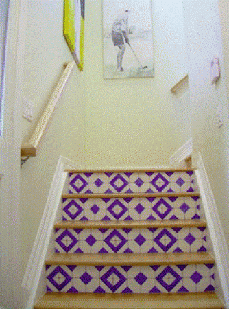 Casart Blue Faux Tile stair risers temporary wallpaper_casartblog