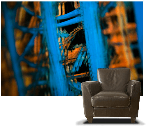 Casart coverings_Blue-Lines temporary wallpaper_Photography_with-chair_as seen on Slipcovers for your walls,casartblog