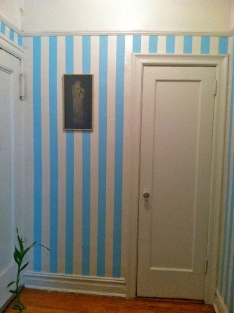 Casart Aqua Blue temporary wallpaper striped hallway_casartblog