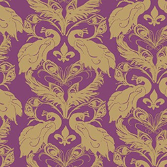 Casart Peacock Damask wallcovering in pretty as a peacock in magenta ginger on casartblog