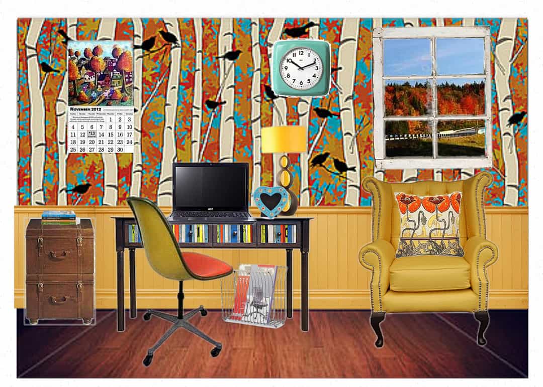 Thanks to Tabitha Shayla for using Casart Birds Birch wallpaper in her Olioboard on casartblog