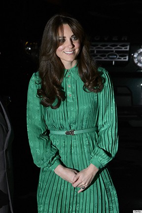Kate Middleton in emerald green via Huffington Post, Slipcovers for your walls, casartblog