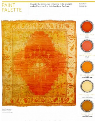 Sotheby's Oushak rug is focus of Paint Palette article in House Beautiful_casartblog