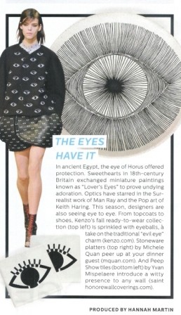 Elle Decor Magazine shows eyes that just click and blink with Casart designs