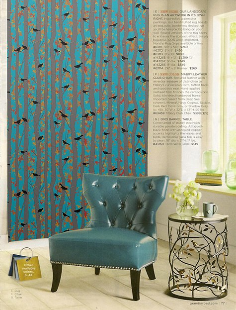 GrandinRoad rug Wall Art Concept for Casart Birds and Birch removable wallcovering