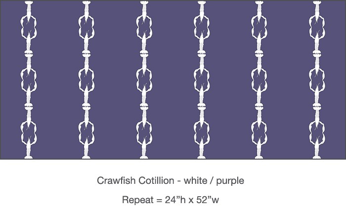 Casart purple white Crawfish Cotillion removable wallcovering