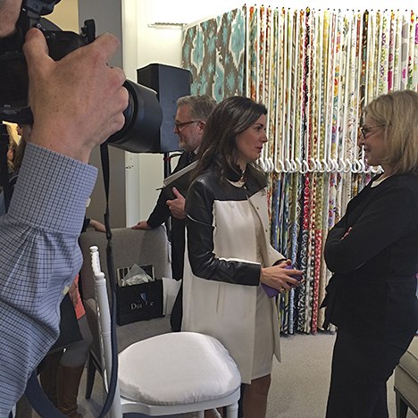 Newell and Eileen with Duralee backdrop at DC Design Center event on casartblog