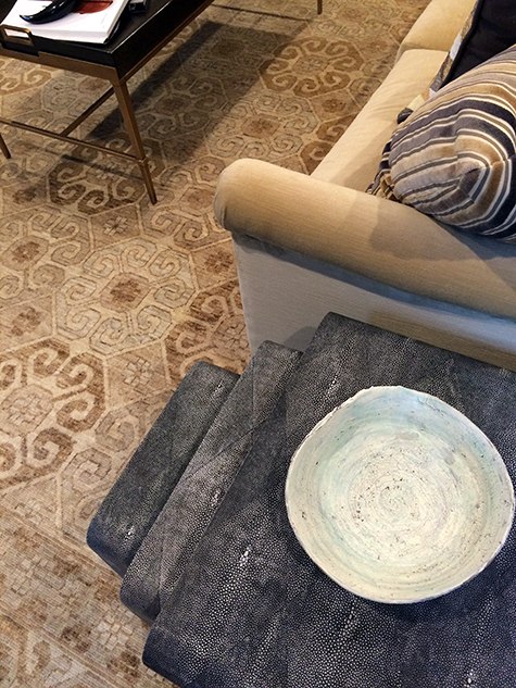 Lower Level Den designed by Samantha Friedman, shagreen table detail on casartblog