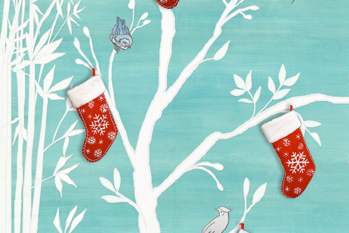 Casart Coverings Chinoiserie Christmas Panel removable wallapaper on casartblog