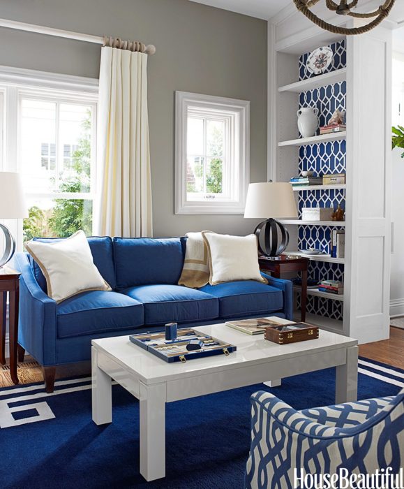 Dark Blue and White living room