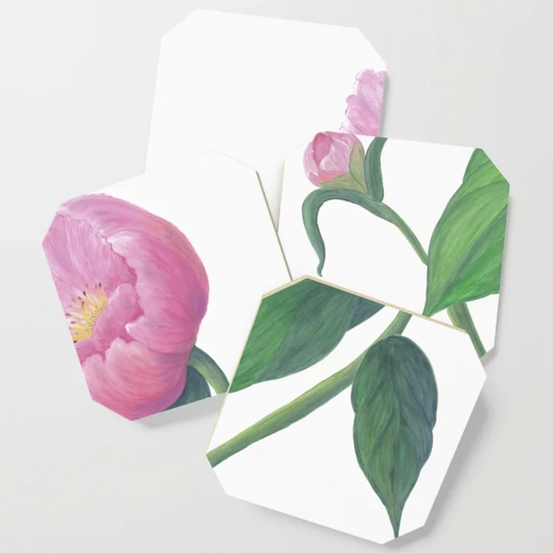 Casart Pink Peony Coasters_casartblog