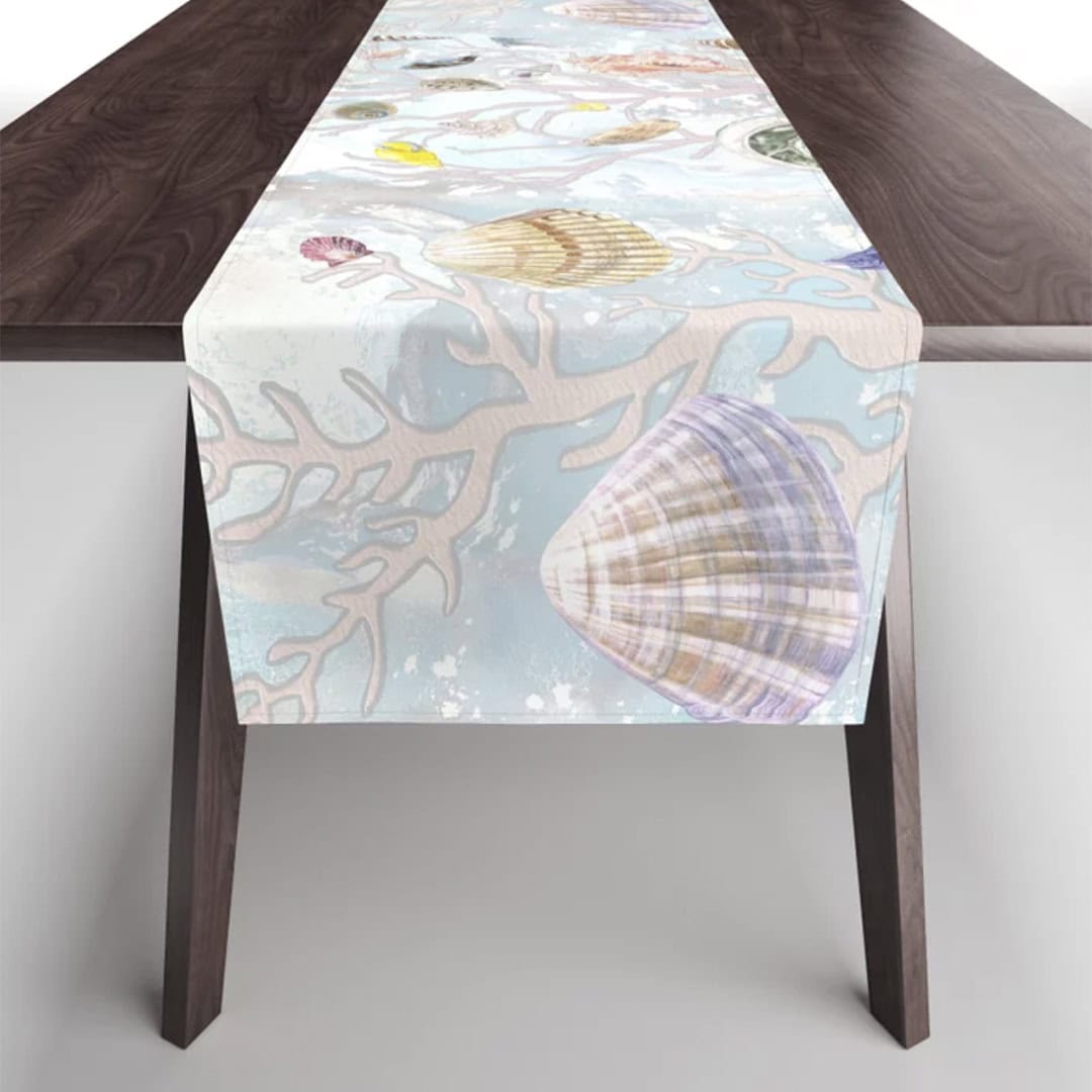 Casart Table Runner Coastal Decor Shells Natural_casartblog