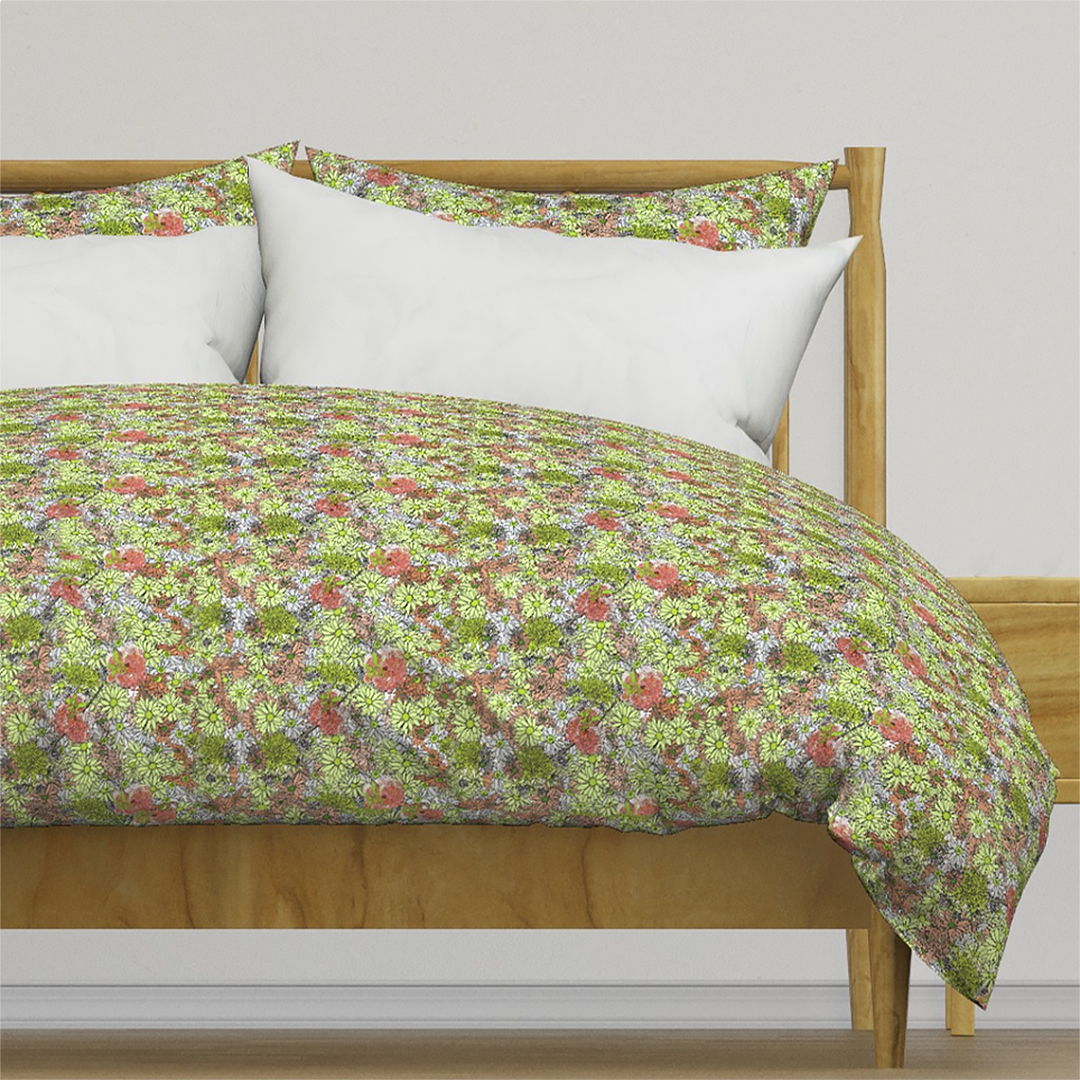 Casart Duvet Cover Flower Power Multicolored Green Orange_casartblog