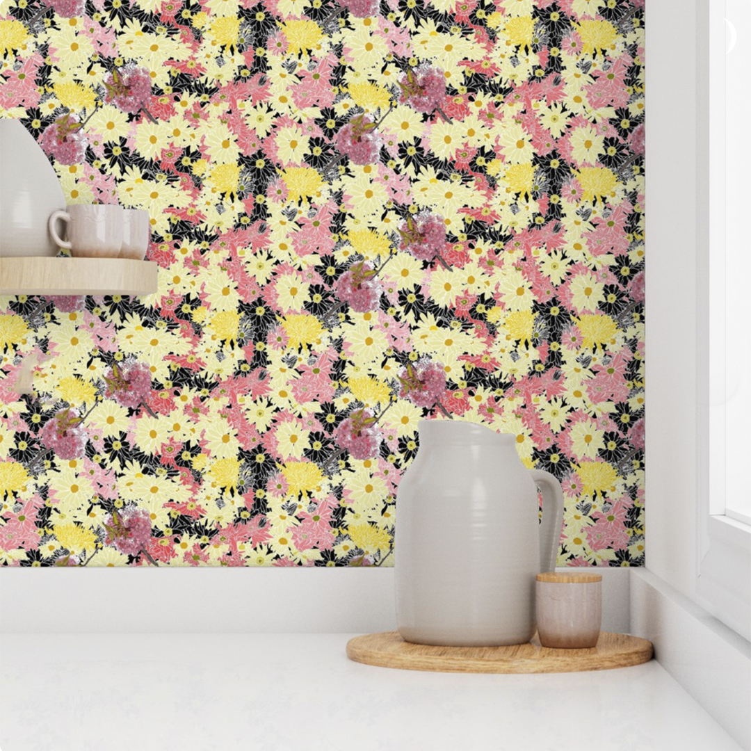 Casart Wallpaper Kitchen Flower Power Multicolored with Black_casartblog