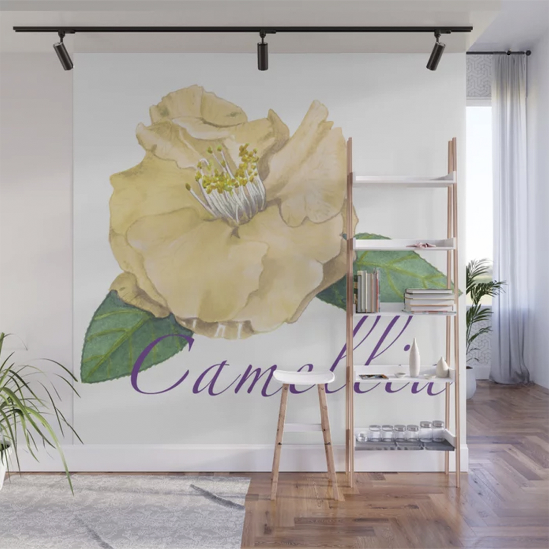 Casart Removable Wallpaper Mural Camellia Yellow_casartblog