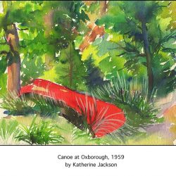 Casart Coverings Red Canoe is a vintage boat painting removable mural in Katherine Collection