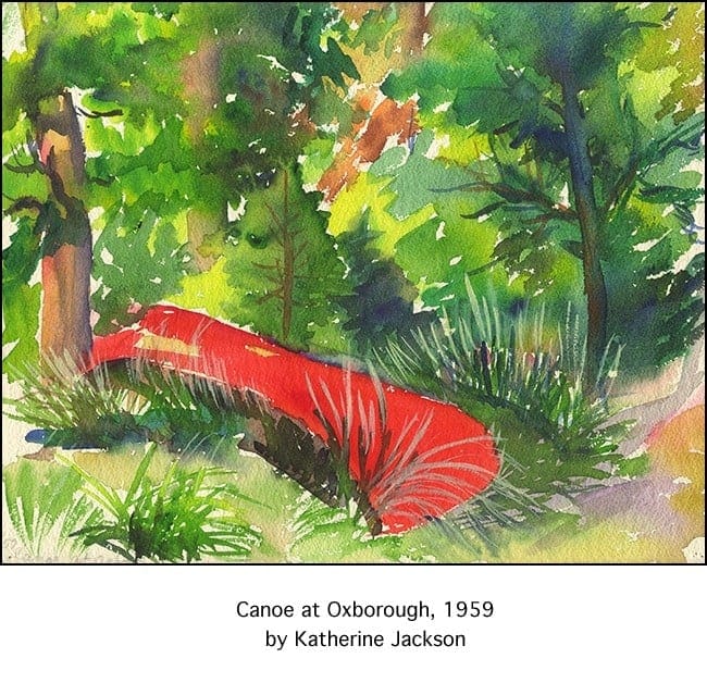 Casart Coverings Red Canoe is a vintage boat painting removable mural in Katherine Collection