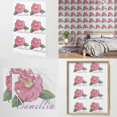Casart Decor Wallpaper Camellia Red Composite